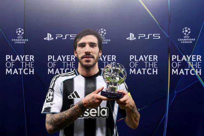 表现出色，托纳利当选欧冠纽卡vs毕尔巴鄂全场最佳球员