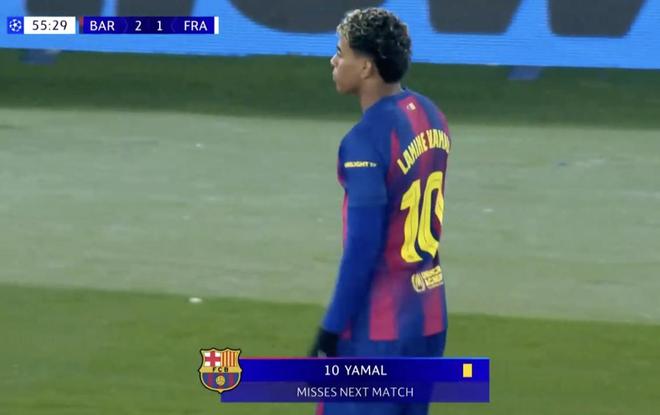 累计三黄停赛，亚马尔将缺席下一轮欧冠客战布拉格斯拉维亚